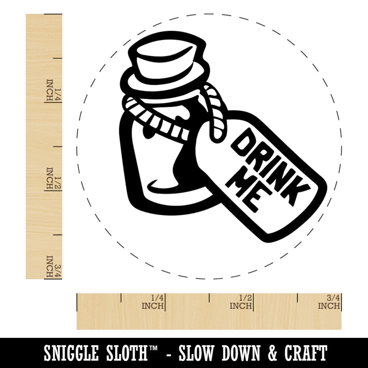 Drink Me Potion Bottle from Alice In Wonderland Rubber Stamp for Stamping Crafting Planners